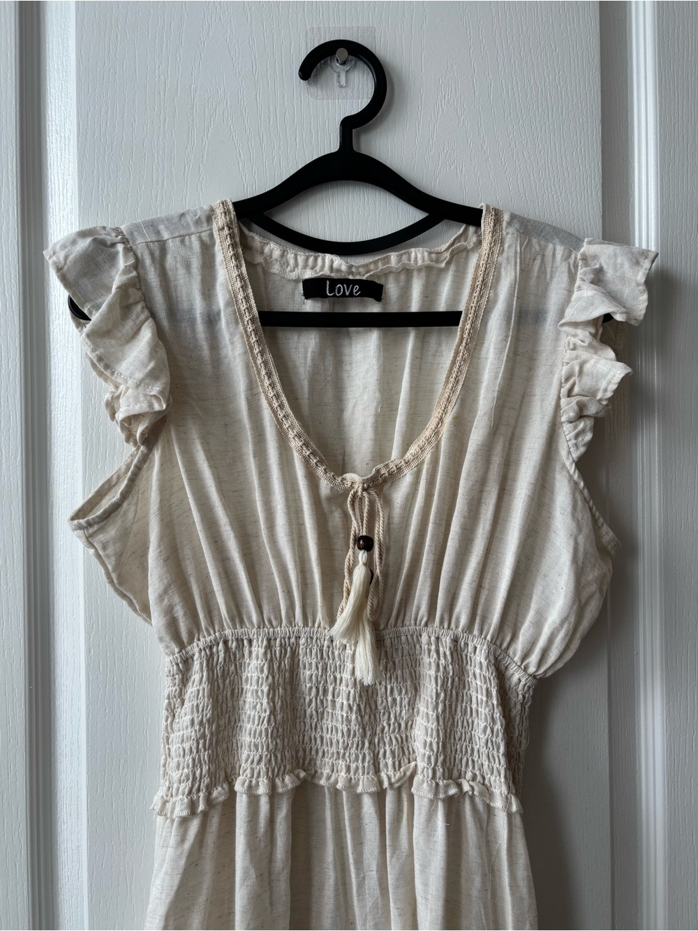 Cream Ruffled-Sleeve Maxi Dress - Picture 4 of 5